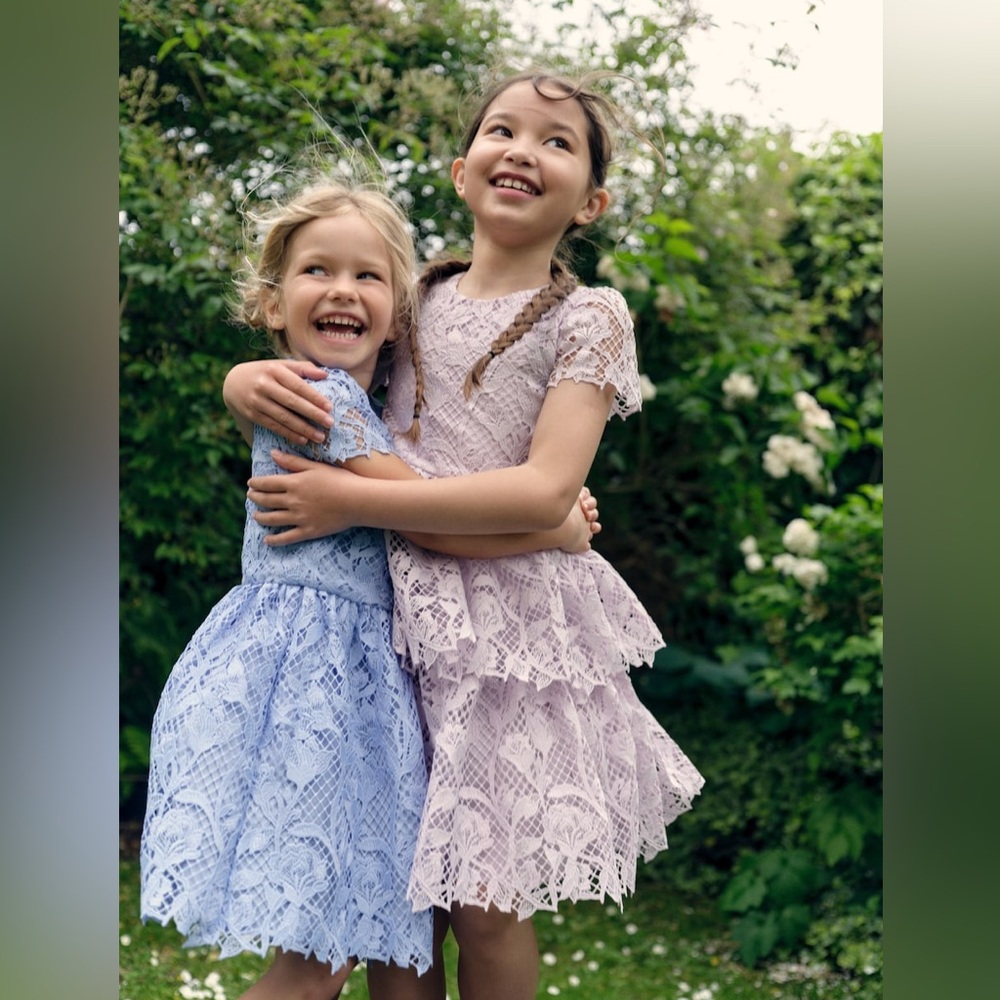 Girl Self-Portrait floral-lace tiered dress UK5-6